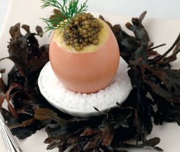 BOILED EGG SERVED IN ITS SHELL WITH RUSSIAN CAVIAR – CAVIAR ENTREE RECIPE